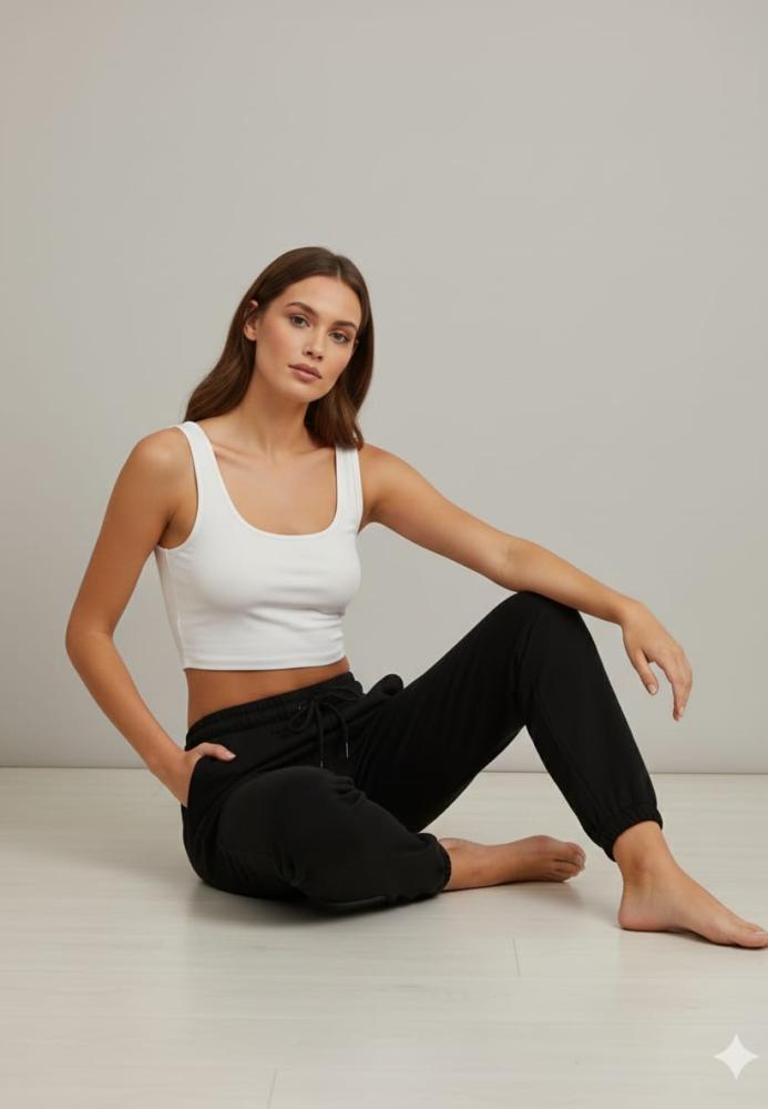 Pantaloni de trening damă,culoare negru cu elastic și șiret,Engros